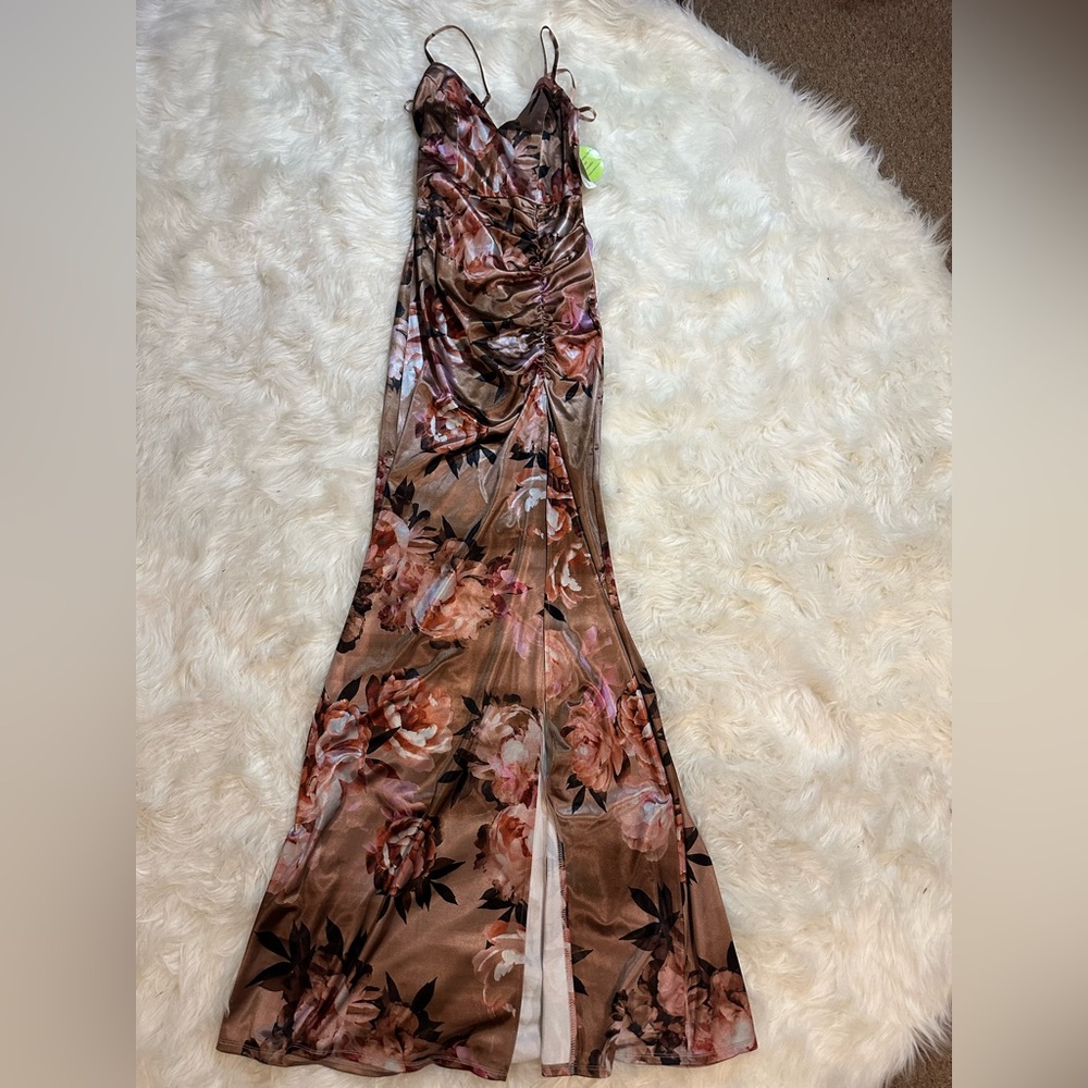 Windsor Satin Floral Full Length Maxi Dress Size S